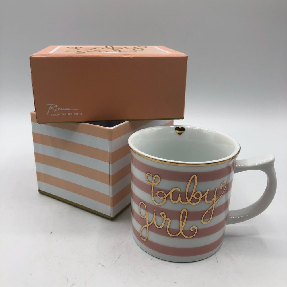 Rosanna OH BABY. 6 Oz Mug Pink White  Baby Girl